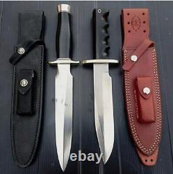 Set Of 2 Handmade D2 Steel Survival Hunting Dagger & Bowie Knife With Cover