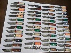 Set of 20 CUSTOM HANDMADE DAMASCUS STEEL 6 SKINNER HUNTING KNIVES With SHEATH USA