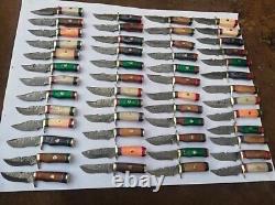 Set of 20 CUSTOM HANDMADE DAMASCUS STEEL 6 SKINNER HUNTING KNIVES With SHEATH USA