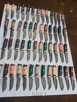 Set of 20 CUSTOM HANDMADE DAMASCUS STEEL 6 SKINNER HUNTING KNIVES With SHEATH USA