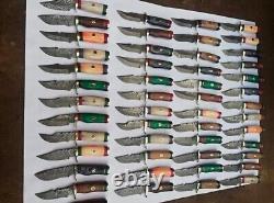 Set of 20 CUSTOM HANDMADE DAMASCUS STEEL 6 SKINNER HUNTING KNIVES With SHEATH USA
