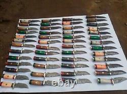 Set of 20 CUSTOM HANDMADE DAMASCUS STEEL 6 SKINNER HUNTING KNIVES With SHEATH USA