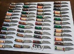 Set of 20 CUSTOM HANDMADE DAMASCUS STEEL 6 SKINNER HUNTING KNIVES With SHEATH USA
