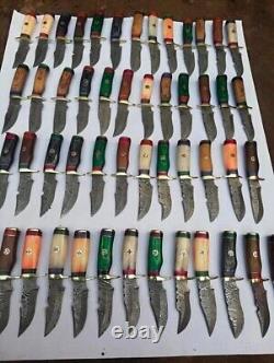 Set of 20 CUSTOM HANDMADE DAMASCUS STEEL 6 SKINNER HUNTING KNIVES With SHEATH USA