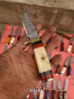 Set of 20 Custom Handmade Damascus Steel 6 Camping & Hunting Knives From USA