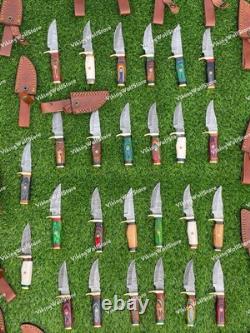 Set of 20 Custom Handmade Damascus Steel 6 Camping & Hunting Knives? From USA