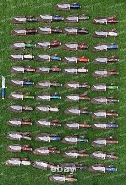 Set of 20 Custom Handmade Damascus Steel 6 Camping & Hunting Knives USA Made