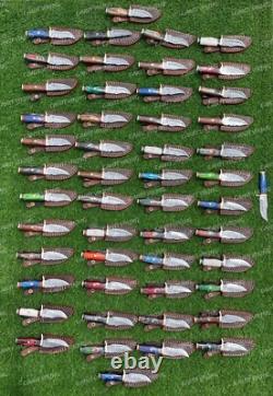 Set of 20 Custom Handmade Damascus Steel 6 Camping & Hunting Knives USA Made