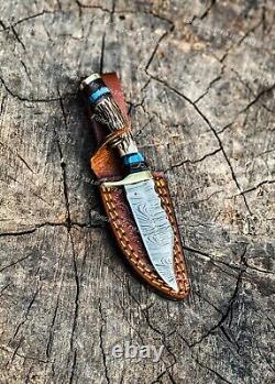 Set of 20 Custom Handmade Damascus Steel 6 Stag Horn Camping Knives From USA