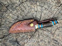Set of 20 Custom Handmade Damascus Steel 6 Stag Horn Camping Knives From USA