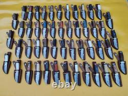Set of 20 Pcs Handmade Damascus Steel 6 Skinner Knives with Leather Sheaths USA