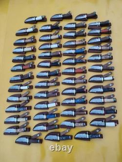 Set of 20 Pcs Handmade Damascus Steel 6 Skinner Knives with Leather Sheaths USA