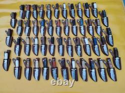 Set of 20 Pcs Handmade Damascus Steel 6 Skinner Knives with Leather Sheaths USA