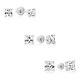 Set Of 3! 14k Real Solid Gold Princess-cut Cz Sleeper Studs Earrings Screw-back