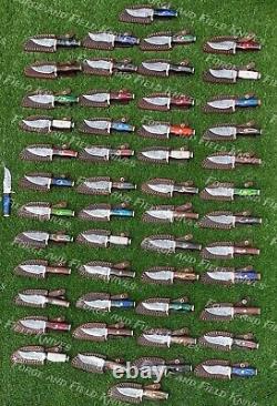 Set of 60 Custom Handmade Damascus Steel 6 Camping & Hunting Knives From USA