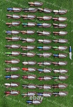 Set of 60 Custom Handmade Damascus Steel 6 Camping & Hunting Knives From USA