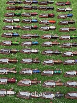 Set of 60 Custom Handmade Damascus Steel 6 Camping & Hunting Knives From USA