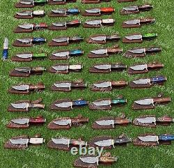Set of 60 Custom Handmade Damascus Steel 6 Camping & Hunting Knives From USA