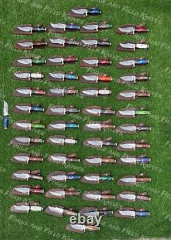 Set of 80 Custom Handmade Damascus Steel 6 Camping & Hunting Knives From USA