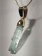 Signed Sp Solid 10k Yellow Gold Blue Tourmaline Crystal Pendant. Handmade In Usa