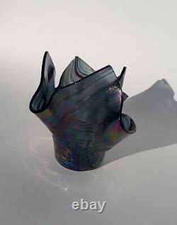 Signed Tony Serviente Studio Hand Blown Handkerchief Vase Folded Glass Sculpture