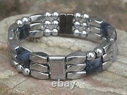 Silver Magnetic Hematite Sodalite Bracelet Anklet Necklace 3 Row Hand Made USA