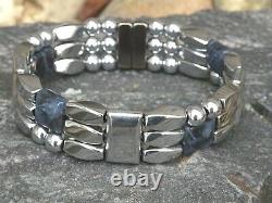 Silver Magnetic Hematite Sodalite Bracelet Anklet Necklace 3 Row Hand Made USA