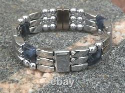 Silver Magnetic Hematite Sodalite Bracelet Anklet Necklace 3 Row Hand Made USA
