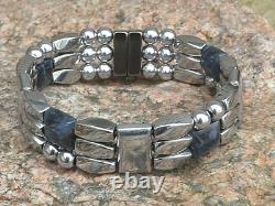 Silver Magnetic Hematite Sodalite Bracelet Anklet Necklace 3 Row Hand Made USA