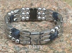 Silver Magnetic Hematite Sodalite Bracelet Anklet Necklace 3 Row Hand Made USA