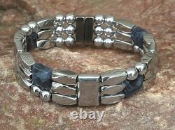 Silver Magnetic Hematite Sodalite Bracelet Anklet Necklace 3 Row Hand Made USA