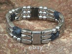 Silver Magnetic Hematite Sodalite Bracelet Anklet Necklace 3 Row Hand Made USA