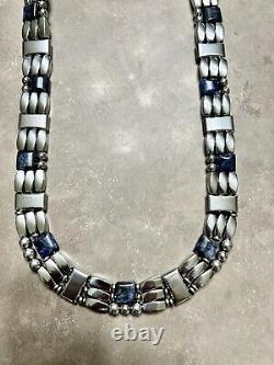 Silver Magnetic Hematite Sodalite Bracelet Anklet Necklace 3 Row Hand Made USA