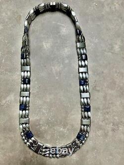 Silver Magnetic Hematite Sodalite Bracelet Anklet Necklace 3 Row Hand Made USA