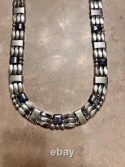 Silver Magnetic Hematite Sodalite Bracelet Anklet Necklace 3 Row Hand Made USA