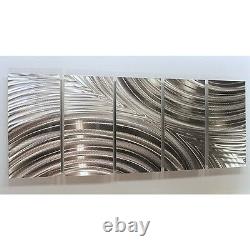 Silver Modern Metal Wall Art Neutral Hanging Art for Home or Office WOW