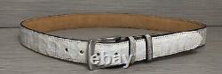 Size 34 Crocodile / Alligator Skin Handmade Belt Gray / White