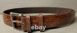 Size 38 Crocodile / Alligator Skin Handmade Belt Tan