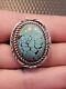 Size 8 Navajo Turquoise & Sterling Signed Handmade Ring Amn Mike