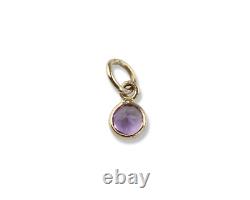 Small Amethyst Round Charm Hand Made In 14k Yellow Gold