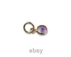 Small Amethyst Round Charm Hand Made In 14k Yellow Gold