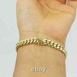 Solid 14k Yellow Gold Over 7mm Link 7.5 Men/ Women Bracelet Miami Cuban Link