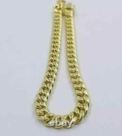 Solid 14k Yellow Gold Over 7mm Link 7.5 Men/ Women Bracelet Miami Cuban Link