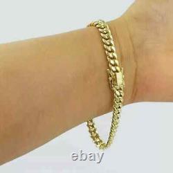 Solid 14k Yellow Gold Over 7mm Link 7.5 Men/ Women Bracelet Miami Cuban Link