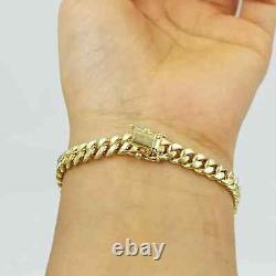 Solid 14k Yellow Gold Over 7mm Link 7.5 Men/ Women Bracelet Miami Cuban Link