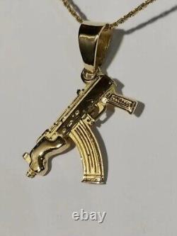 Solid Gold Pendant Draco Ak-47 Machine Gun Made In USA