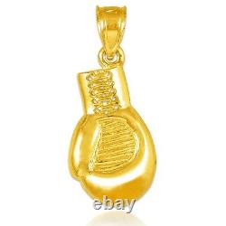 Solid Gold Right Hand Orthodox Boxer Golden Glove Boxing Pendant, Made in USA