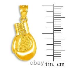 Solid Gold Right Hand Orthodox Boxer Golden Glove Boxing Pendant, Made in USA