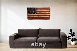 Solid Wooden American Flag Wall Art, Rustic Handmade, Wooden Flag, Wood Decor