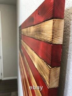 Solid Wooden American Flag Wall Art, Rustic Handmade, Wooden Flag, Wood Decor
